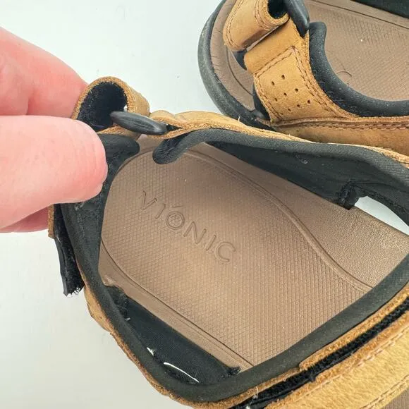Vionic Neil Brown Nubuck Leather Breathable Adjustable Platform Sandals Sz 7