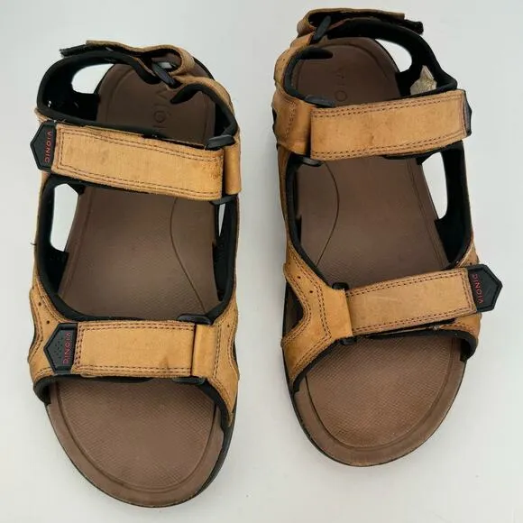 Vionic Neil Brown Nubuck Leather Breathable Adjustable Platform Sandals Sz 7