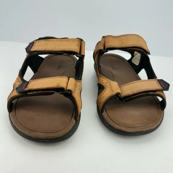 Vionic Neil Brown Nubuck Leather Breathable Adjustable Platform Sandals Sz 7