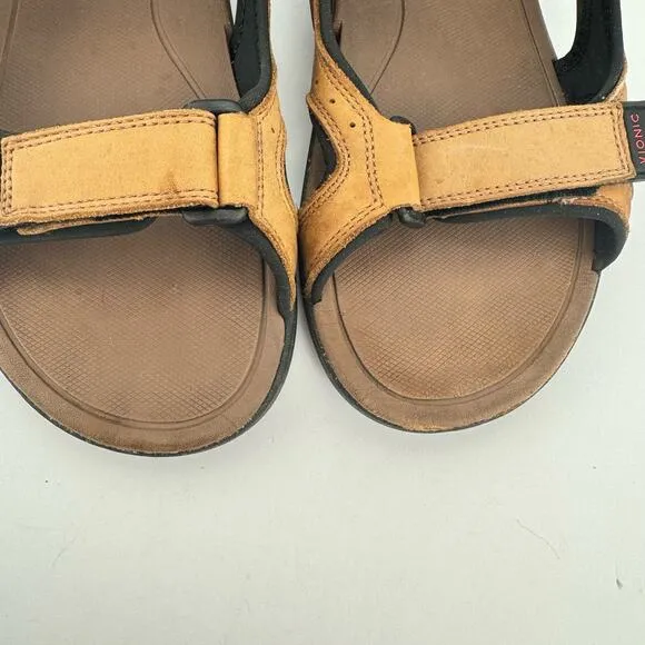 Vionic Neil Brown Nubuck Leather Breathable Adjustable Platform Sandals Sz 7