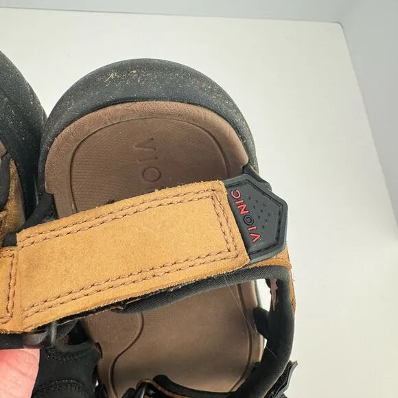Vionic Neil Brown Nubuck Leather Breathable Adjustable Platform Sandals Sz 7