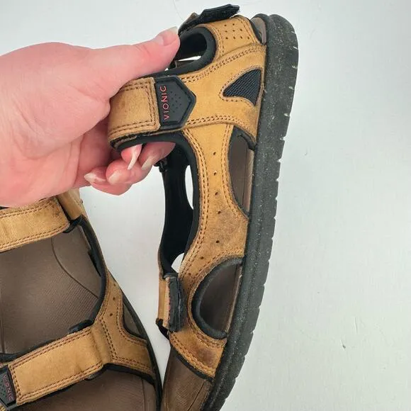Vionic Neil Brown Nubuck Leather Breathable Adjustable Platform Sandals Sz 7