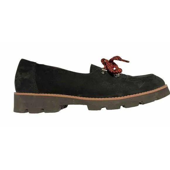 Vionic Teagan Oxford Black Suede Lug Soles Loafers‎ Orthaheel Shoes Sz 9