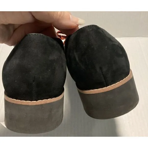 Vionic Teagan Oxford Black Suede Lug Soles Loafers‎ Orthaheel Shoes Sz 9