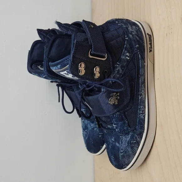 Vlado Atlas II Stressed Ripped Demin Jean High Top Sneakers Shoes Men's Sz 8 EUC