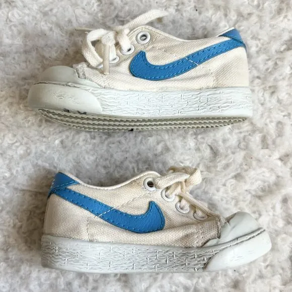 Vtg 1982 Nike Og Toddler Sz 2.5 Blazer Blue Low Top Sneaker Shoes White Flaws