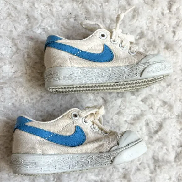 Vtg 1982 Nike Og Toddler Sz 2.5 Blazer Blue Low Top Sneaker Shoes White Flaws