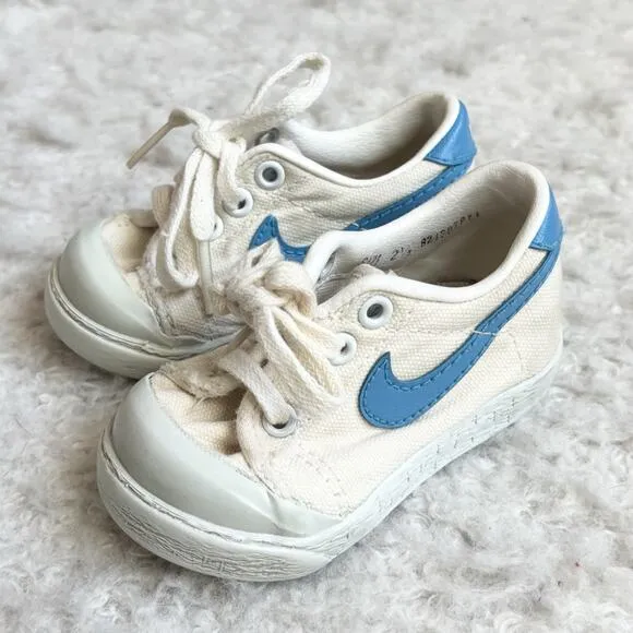 Vtg 1982 Nike Og Toddler Sz 2.5 Blazer Blue Low Top Sneaker Shoes White Flaws