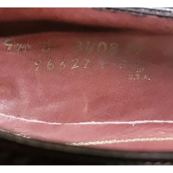 Vtg Florsheim ROYAL Imperial BLACK Wingtips‎ Nail V Cleat size 9.5 D
