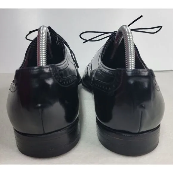 Vtg Florsheim ROYAL Imperial BLACK Wingtips‎ Nail V Cleat size 9.5 D