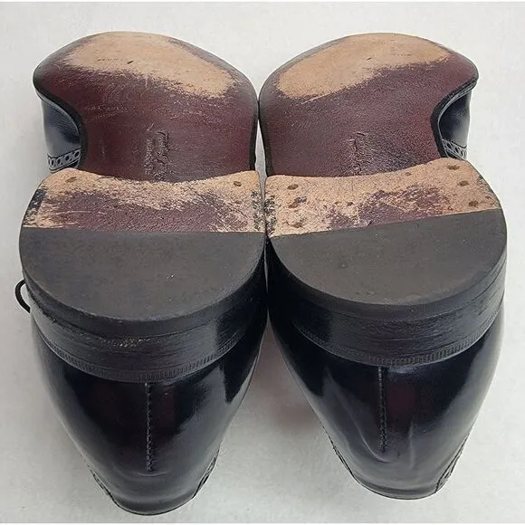 Vtg Florsheim ROYAL Imperial BLACK Wingtips‎ Nail V Cleat size 9.5 D