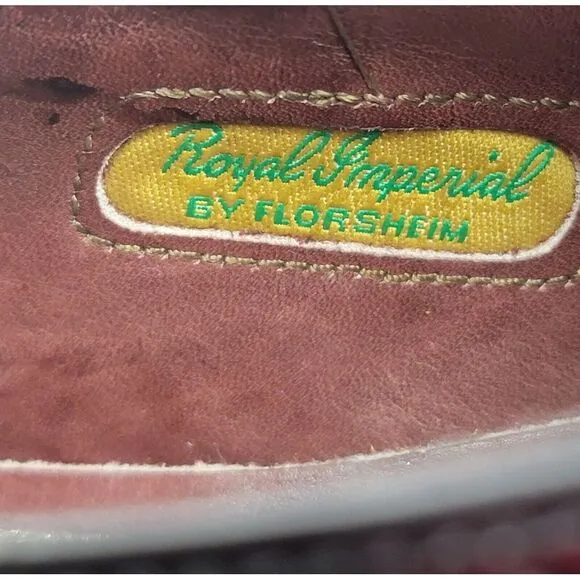 Vtg Florsheim ROYAL Imperial BLACK Wingtips‎ Nail V Cleat size 9.5 D