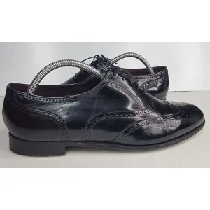 Vtg Florsheim ROYAL Imperial BLACK Wingtips‎ Nail V Cleat size 9.5 D