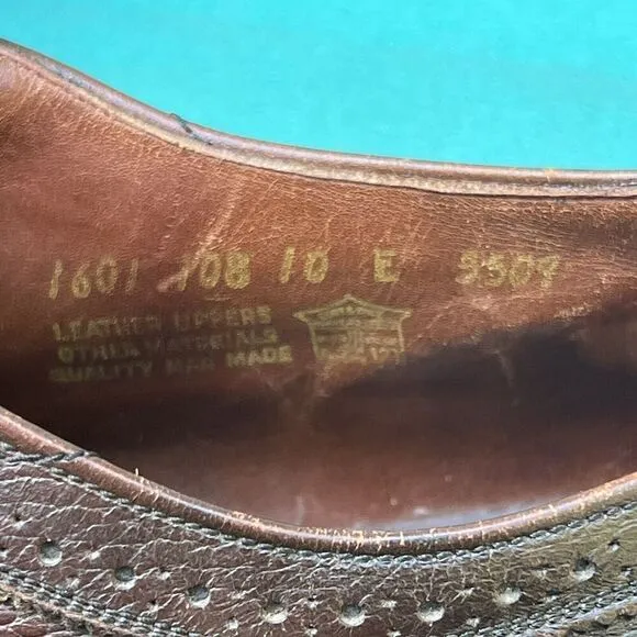 Walter Booth 1887 Men Size 10.5 E Shoes Brown Quality Leather Oxford Wingtip