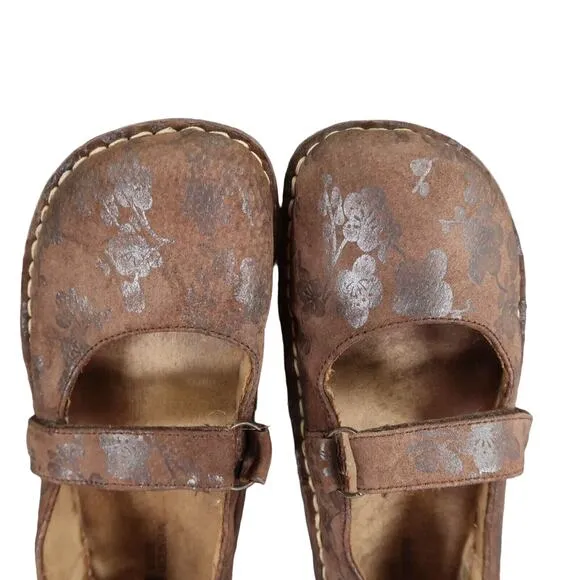 White Mountain Shoes Womens 8 Mary Jane Comfort Platform Leather Floral Fashion