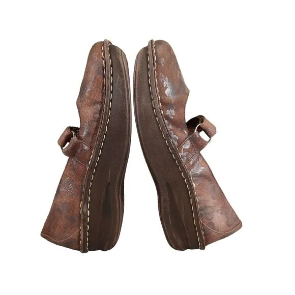 White Mountain Shoes Womens 8 Mary Jane Comfort Platform Leather Floral Fashion