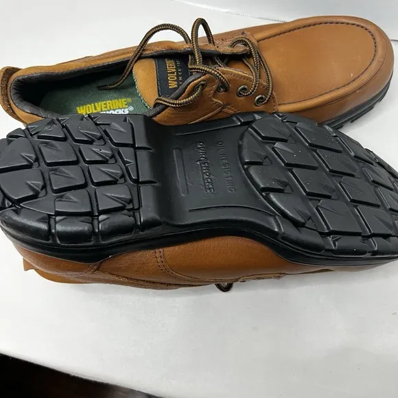 WOLVERINE Raider DuraShock Brown Leather Work Shoes Size 11.5