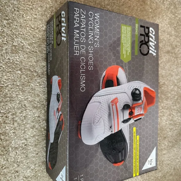 Women Cycling Shoes - White and orange