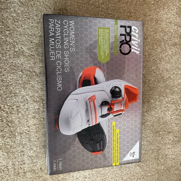 Women Cycling Shoes - White and orange