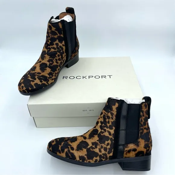 Women S Rockport Larkyn Chelsea Boot Leopard Hair Size 7M NIB