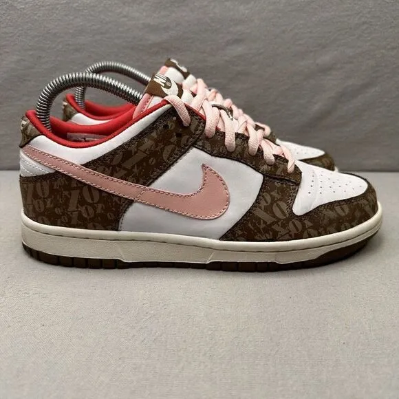 Womens 7.5 / 6Y Nike Dunk Low XOXO Shoes Dark Khaki Bubblegum Pink 2006