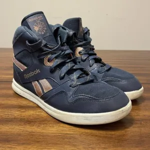 Women's Reebok Classic Blue and Rose Gold High Top Shoes Size 5