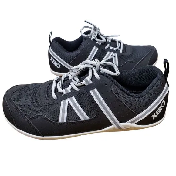 XERO Womens Prio Running Fitness Athletic Shoes US 9.5 Black White Barefoot NEW