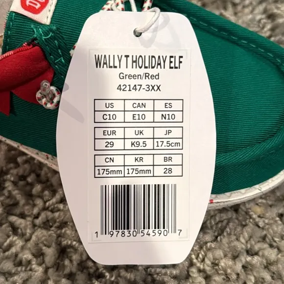 Youth Hey Dude Wally Holiday Elf Shoes (10C)