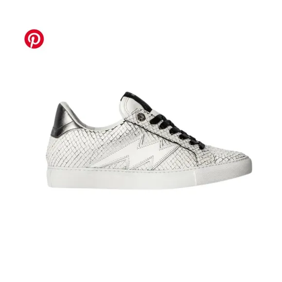 Zadig &amp; VoltaireKeith Flash Mixed Leather Low-Top Sneakers size 39