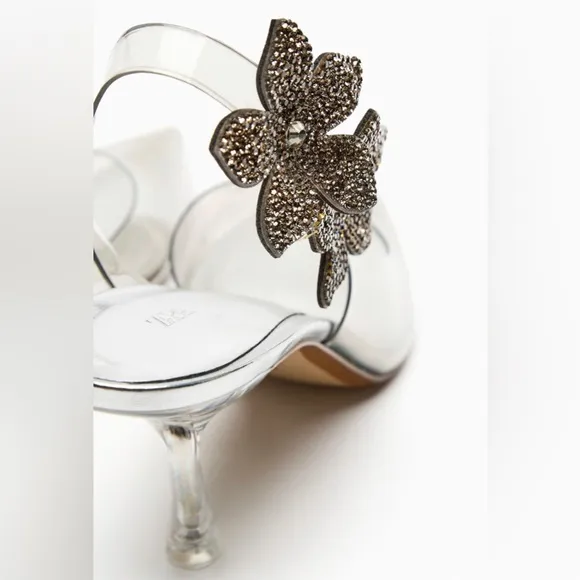 ZARA FLORAL VINYL HIGH HEELED SHOES