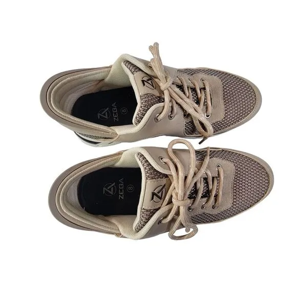 Zeba Hands Free Sneakers Men's 8‎ Beige Low Top Lace Up Activewear Shoes