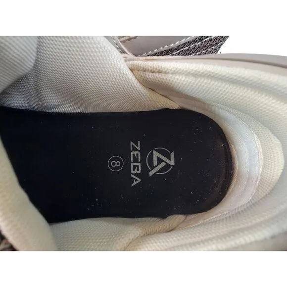 Zeba Hands Free Sneakers Men's 8‎ Beige Low Top Lace Up Activewear Shoes